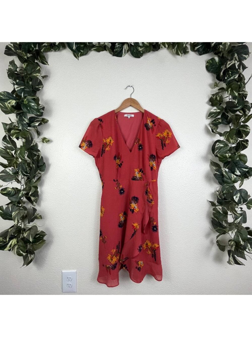 Madewell Posy Cactus Short Sleeve Mini Ruffle Dress Spiced Rose Women’s Size 2